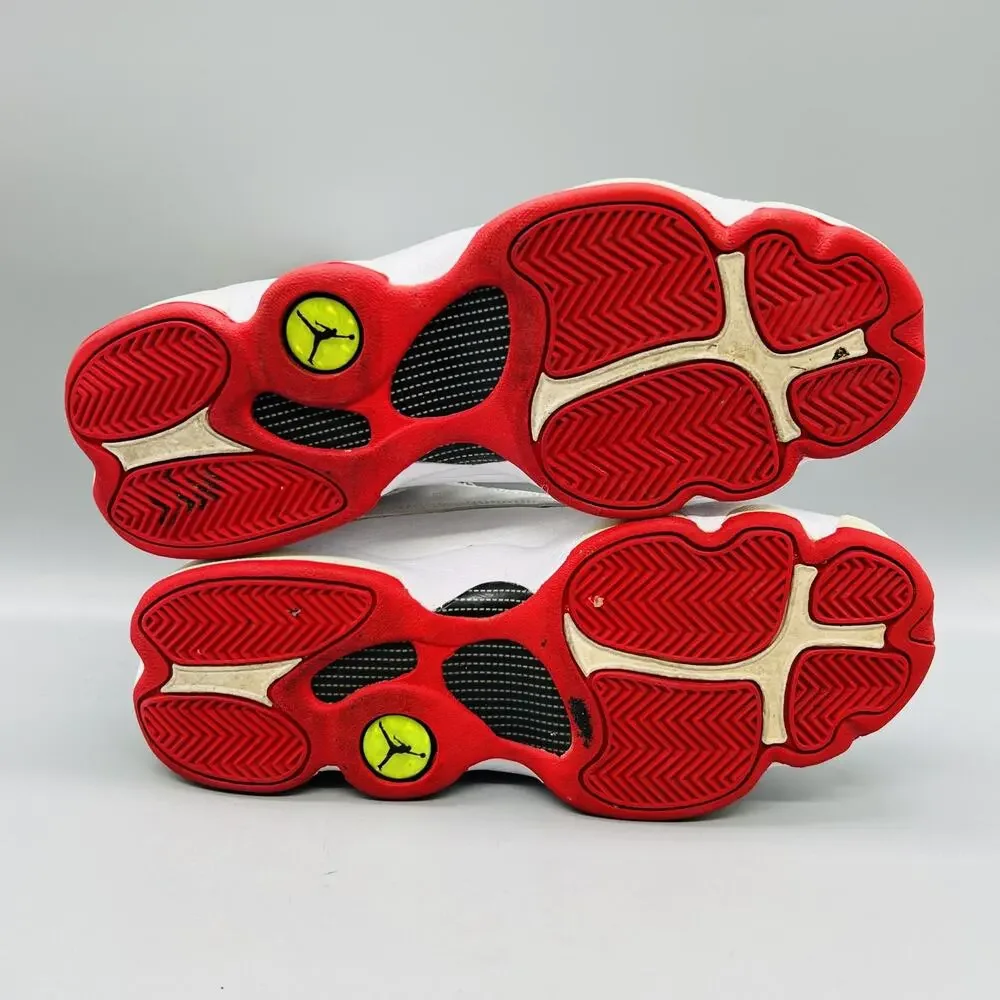 Jordan Shoes Boys 7 White Red Leather Air Jordan 13 Retro Basketball Sneakers